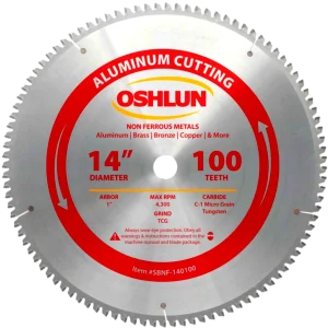 Oshlun SBNF-140100 14-Inch 100 Tooth TCG - Best Circular Saw Blade for Cutting Aluminum